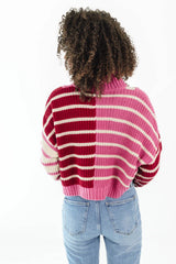 Candy Stripe Cropped Sweater - Pink