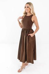 Martini Hour Midi Dress - Brown