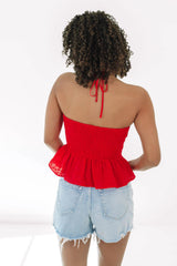 Vienna Vibes Crop Top - Red