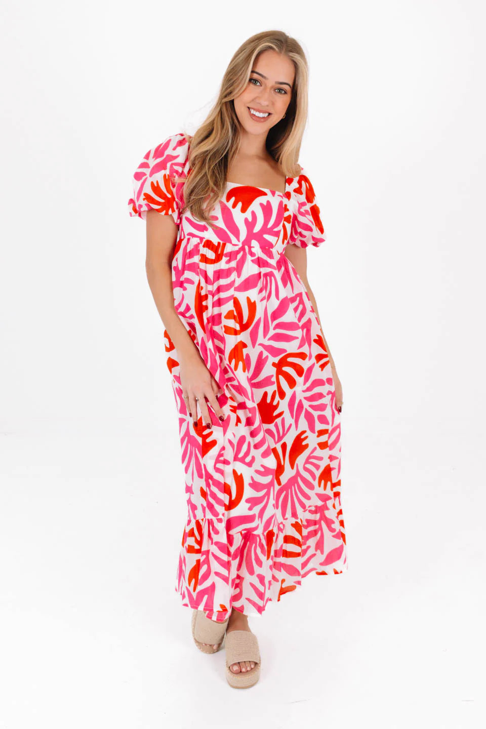 The Lara Babydoll Midi Dress - Pink