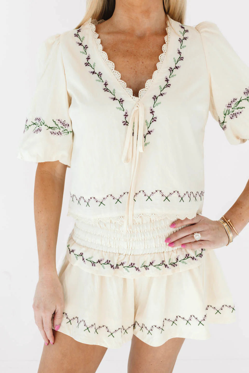 Through The Grapevine Top - Cream