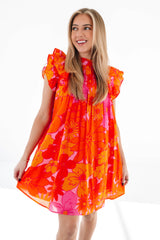 The Lizzie Pleated Dress - Orange
