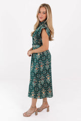 The Hazel Belted Button Up Midi Dress - Hunter Green