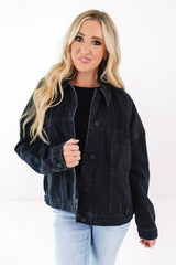 Time To Head Out Denim Jacket - Black