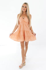 Gingham To Go Dress - Peach
