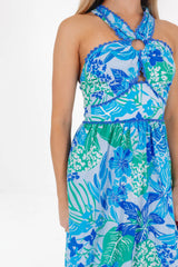The Andie Ric Rac Cross Midi Dress - Blue