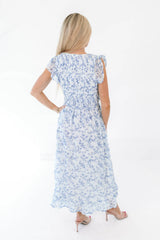 Soft Spot Midi Dress - White/Blue