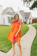 The Lizzie Pleated Dress - Orange