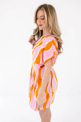 Catch My Drift Dress - Pink/Orange