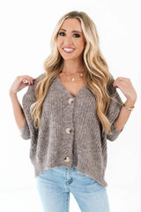 Keeping Cozy Cardigan - Dark Mauve