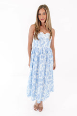 Caught My Eye Midi Dress - Blue