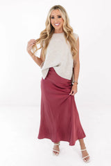 You're Hired Midi Skirt - Mauve