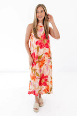 Peach Sorbet Midi Dress - Pink