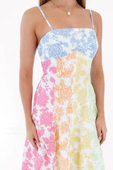 Patchwork Blooms Midi Dress - Multi
