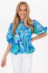 The Andie Tie Top - Blue