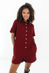 Fall Breeze Romper - Burgundy