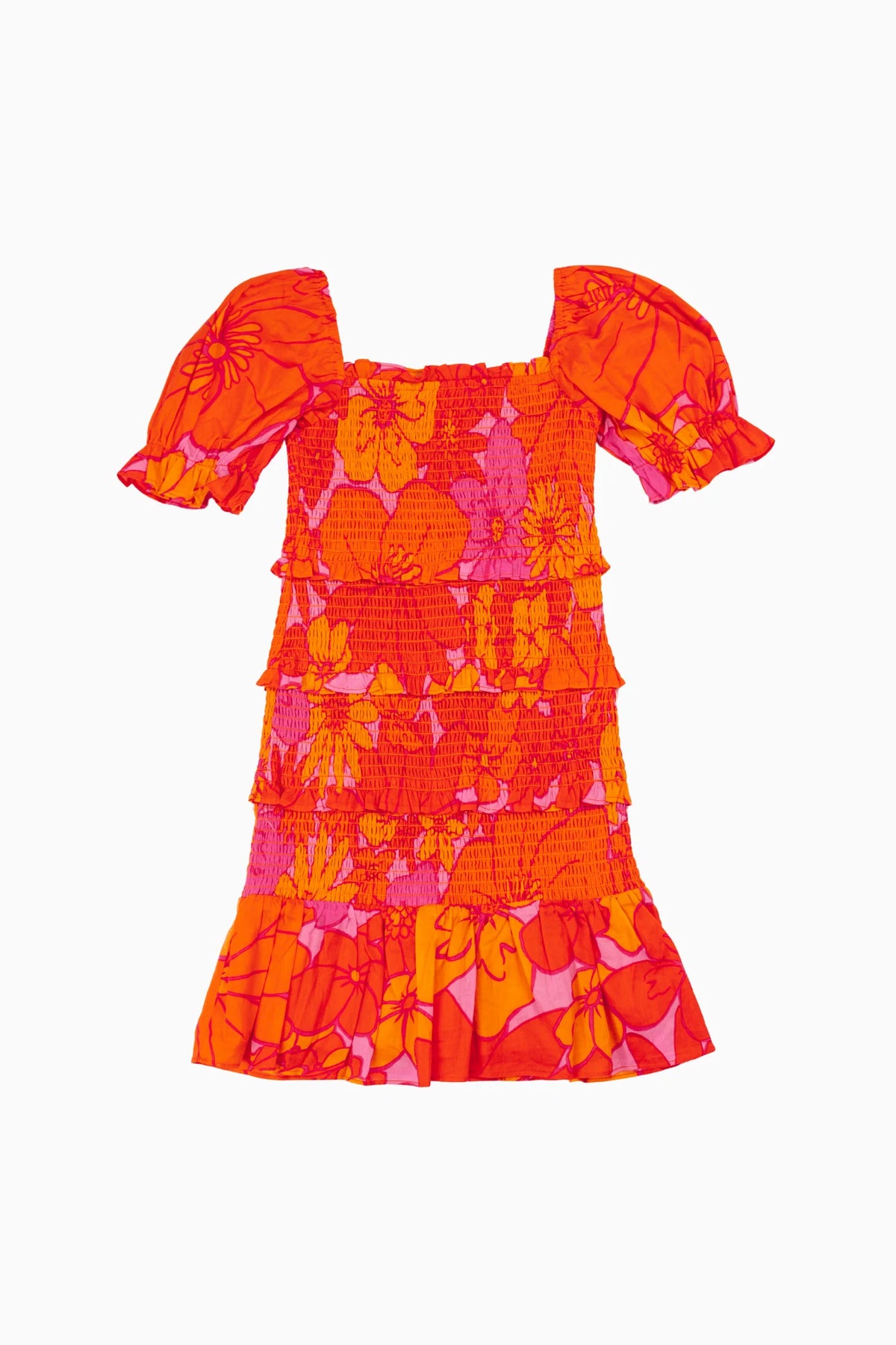 The Lizzie Puff Sleeve Tween Dress - Orange