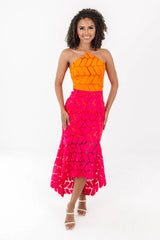 Sweet Escape Midi Dress - Pink/Orange