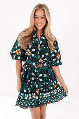 The Maxine Belted Dress - Hunter Green