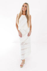 Boho Beachin' Midi Skirt - Cream