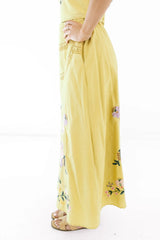 Yellow Iris Midi Skirt - Yellow