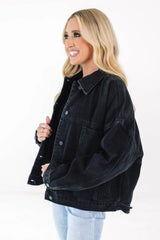 Time To Head Out Denim Jacket - Black