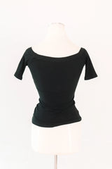Cold Shoulder Ribbed Top - Black