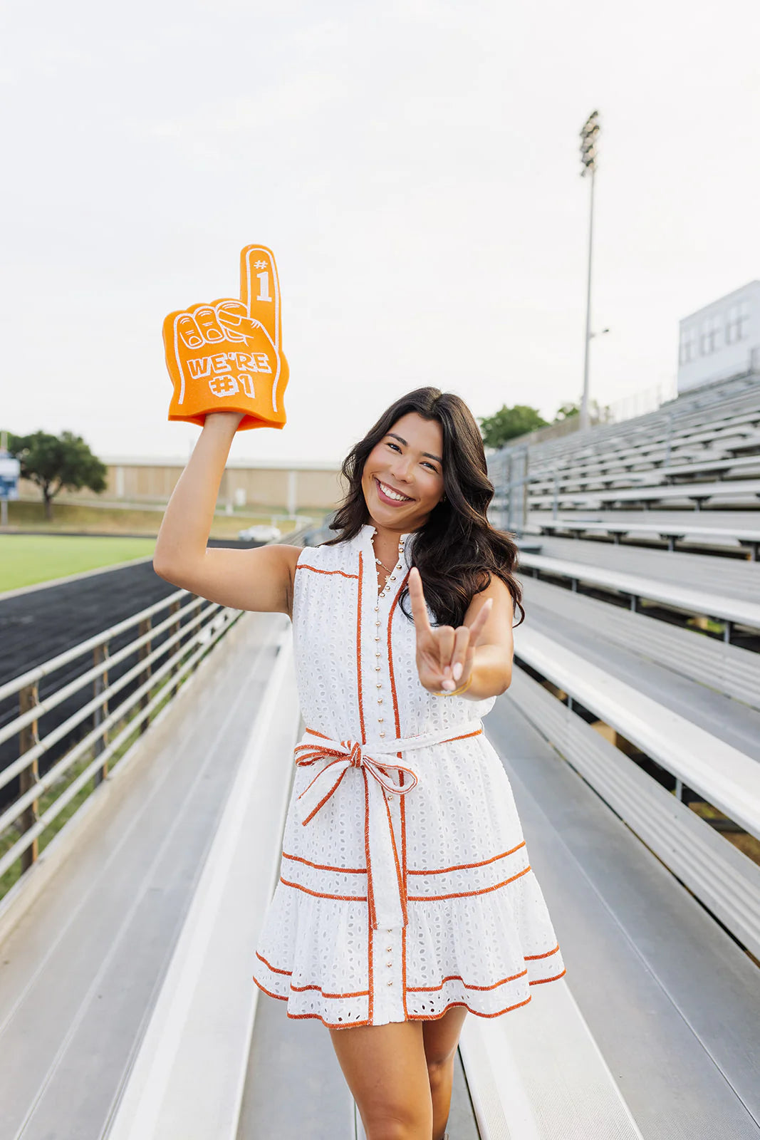 The Georgia Dress - White/Burnt Orange
