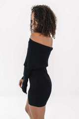 Off The Top Sweater Dress - Black