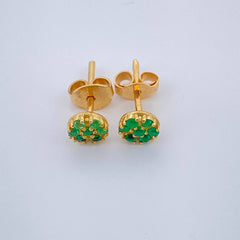 Topos Flor Esmeralda 1.2gr / Oro Amarillo 18K &