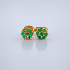Topos Flor Esmeralda 1.2gr / Oro Amarillo 18K &