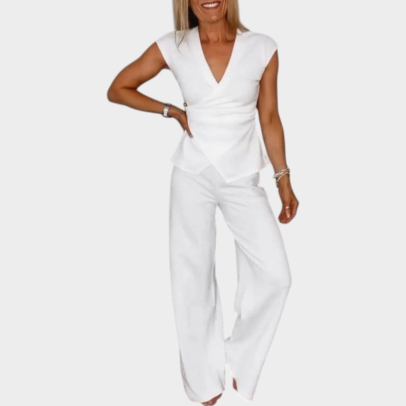 Chic Wrap Top & Wide Leg Set